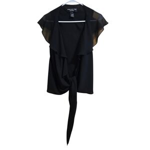Jones New York Elegant Black Tie-Front Blouse Size 8
